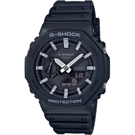 Relógio Casio G-shock Ga-2100-1adr Carbon Core Guard Cor da correia Preto Cor do bisel Preto/Cinza Cor do fundo Preto