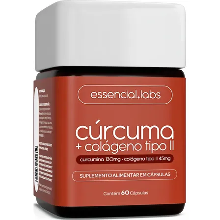 CÚRCUMA 130mg + COLÁGENO Tipo Ii 45mg - Fórmula com Máxima Concentração e Pureza - 60 Cápsulas