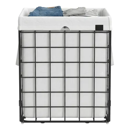 Cesto De Roupa 90 L Dobrável, Forro Lavável Cor Preto Lisa