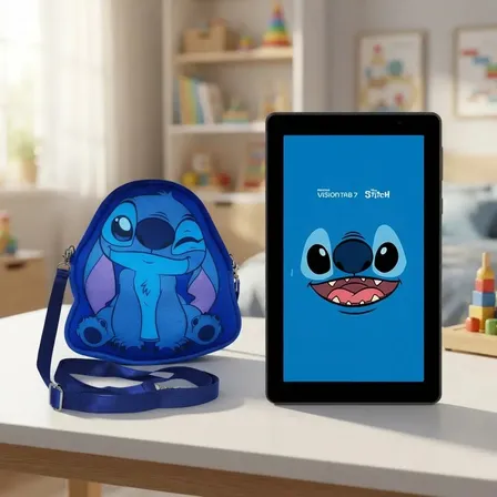 Tablet Infantil Stitch Positivo Vision Tab 7 - Processador Octa-Core 3GB RAM 64GB Armazenamento Tela 7 IPS, Bateria 3100mAh, Android 14 GO, Wi-Fi - Inclui Capa de Proteção e Mochila, Presente Crianças