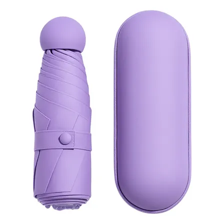 Mini Guarda Chuva Bolsa Cápsula De Bolso Portátil Anti-uv Cor Roxo