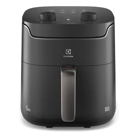 Air fryer Fritadeira Elétrica Electrolux sem oleo Rita Lobo 5,6L 8 receitas pré-sugeridas timer 60 minutos desligamento automático cesto removivel dupla camada antiaderente 1400W EAF40 Cinza