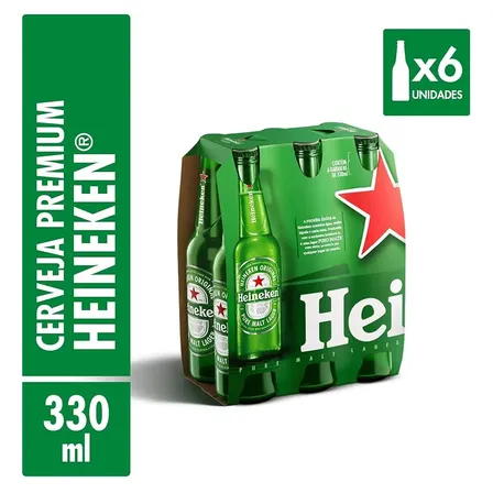 Cerveja Heineken Premium Garrafa 6 Long Neck 330ml